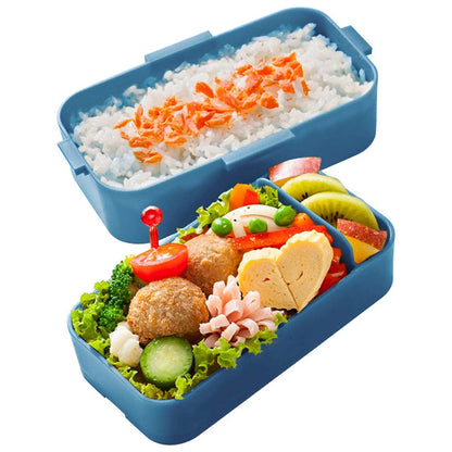 Skater Ocean Blue 600Ml 2-Tier Antibacterial Lunch Box with Soft Dome Lid Made in Japan for Women- Japan Figure Store - #1 Bring To You The Best Japanese Goods