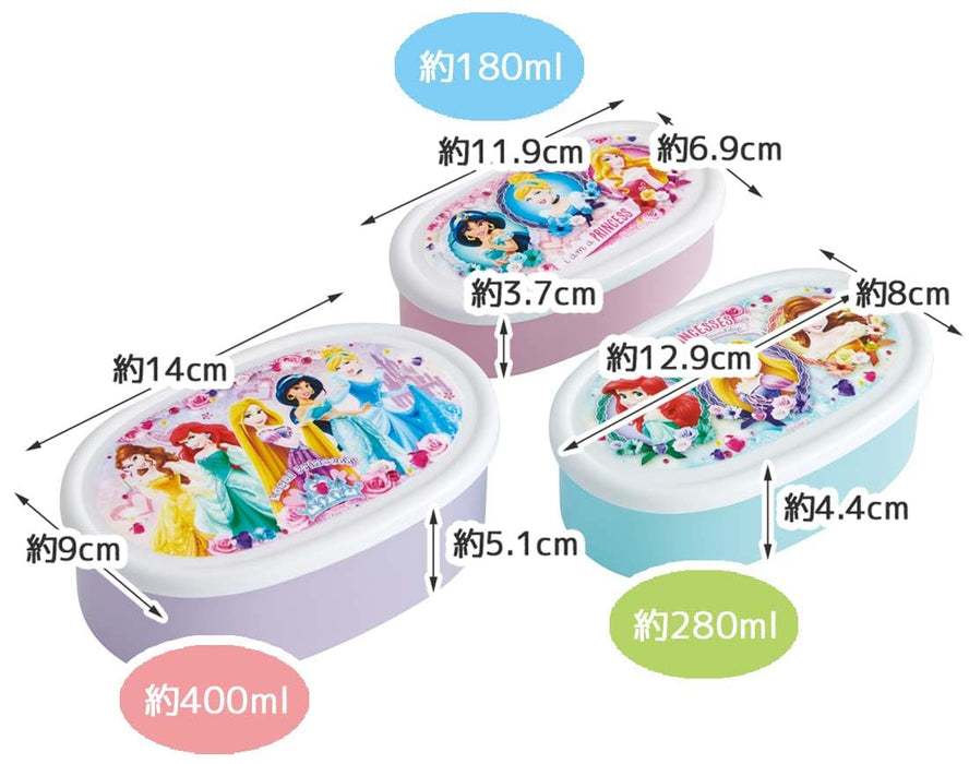 Skater Disney Princess 24 Lunch Box Set 3 Japanese Storage Containers - SRS3SAG-A- Japan Figure Store - #1 Bring To You The Best Japanese Goods