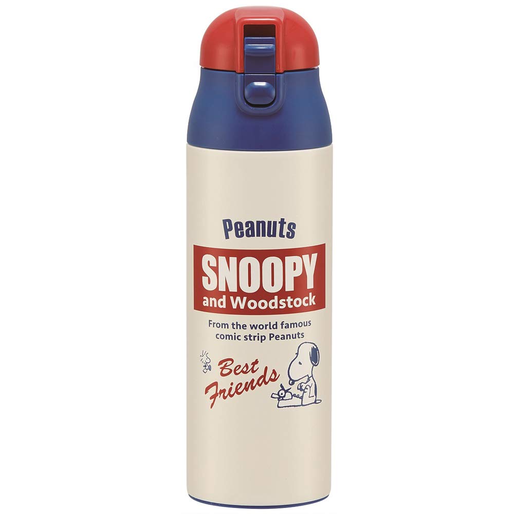 Skater Snoopy Retro 490mL Stainless Steel Insulated Water Bottle Peanuts Label- Japan Figure Store - #1 Bring To You The Best Japanese Goods