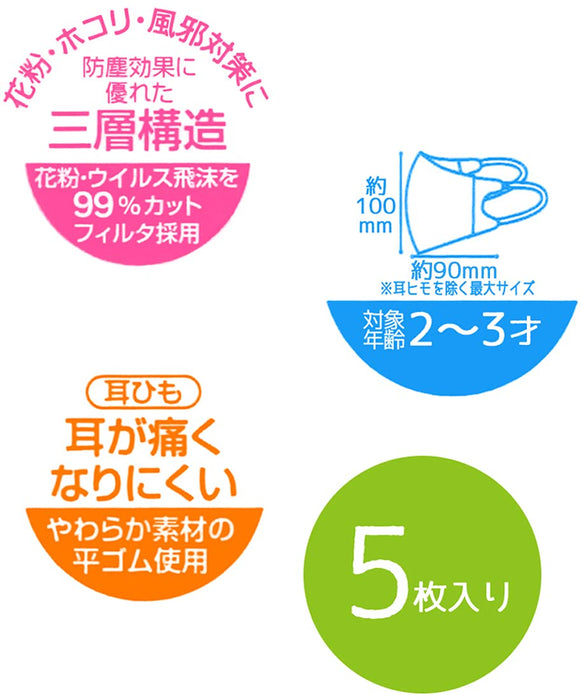 Skater My Melody Sanrio 3D Mask for Children Aged 2-3 3-Ply Pack of 5 Mskb1- Japan Figure Store - #1 Bring To You The Best Japanese Goods