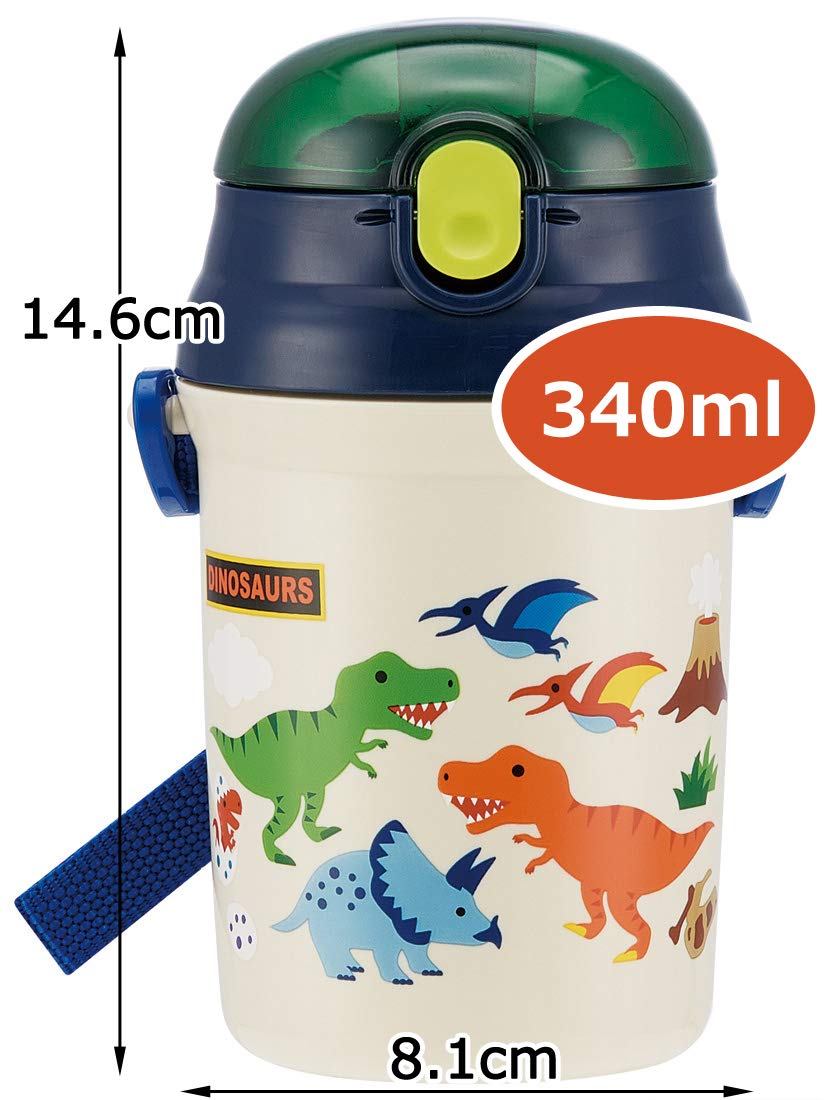 Skater Dinosaur 340ml Silicone Straw Water Bottle - Kids Hydration SST3H- Japan Figure Store - #1 Bring To You The Best Japanese Goods