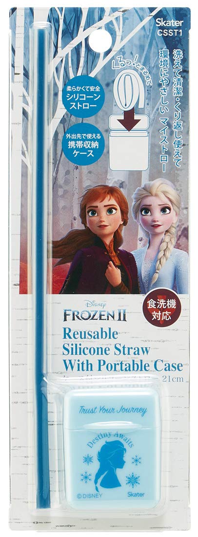Skater Portable Silicone Straw 21cm with Case Disney Frozen 2 Theme CSST1 Model- Japan Figure Store - #1 Bring To You The Best Japanese Goods