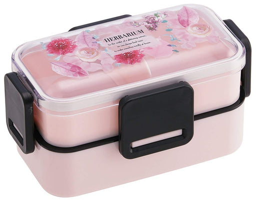 Skater Pink Herbarium 2-Tier Lunch Box Softly Served 600ml PFLW4- Japan Figure Store - #1 Bring To You The Best Japanese Goods