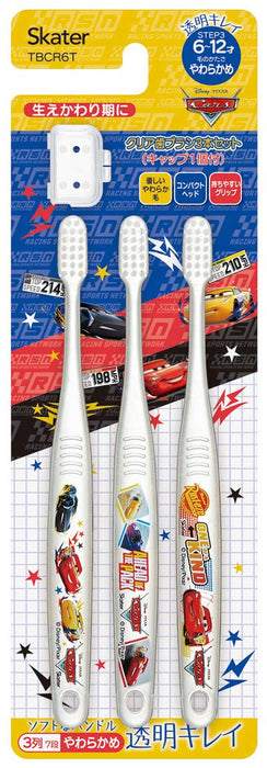 Skater Disney Cars Toothbrush Set Soft Clear Brush for Kids 6-12 Years 3 Pieces- Japan Figure Store - #1 Bring To You The Best Japanese Goods
