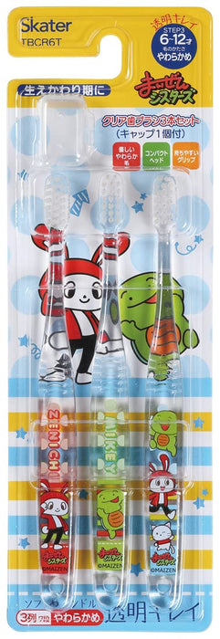 Skater Kids Toothbrush - Soft Clear 3-Pack for 6-12 Years Old 15.5cm Length- Japan Figure Store - #1 Bring To You The Best Japanese Goods