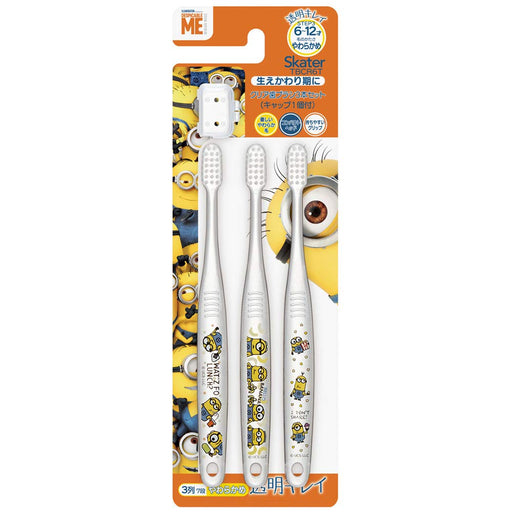 Skater Soft Clear Toothbrush Set for Kids 6-12 Years Minion Theme 3 Pieces- Japan Figure Store - #1 Bring To You The Best Japanese Goods