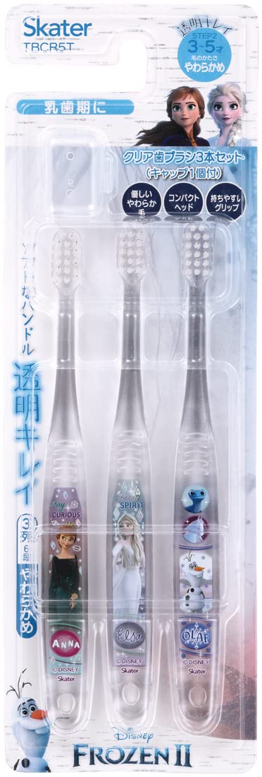 Skater Disney Frozen Soft Clear Toothbrush 3-Pack for Preschoolers Age 3-5- Japan Figure Store - #1 Bring To You The Best Japanese Goods
