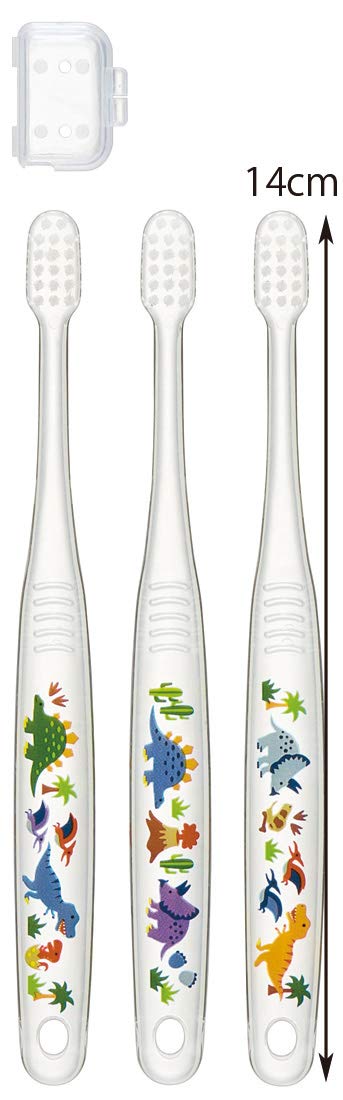 Skater Dinosaur Toothbrush Set for Preschoolers Ages 3-5 Soft Clear 3 Pieces- Japan Figure Store - #1 Bring To You The Best Japanese Goods