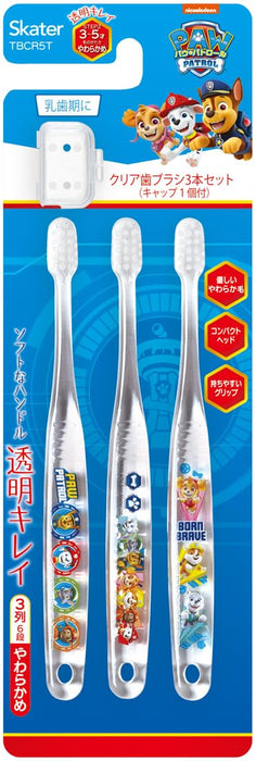 Skater Paw Patrol Soft Clear Toothbrush Set for Preschoolers Age 3-5 3 Pieces- Japan Figure Store - #1 Bring To You The Best Japanese Goods