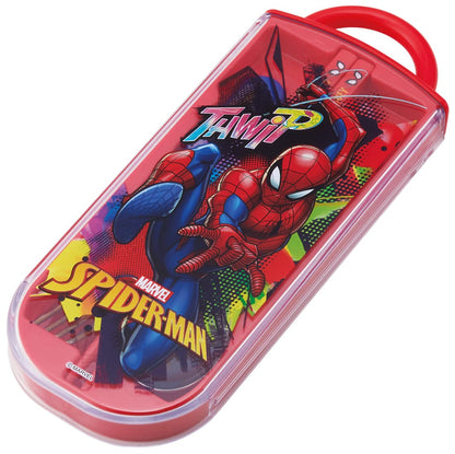 Skater Spiderman Trio Set: Kids Antibacterial Chopsticks Spoon & Fork Made in Japan- Japan Figure Store - #1 Bring To You The Best Japanese Goods