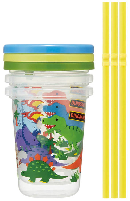 Skater Dinosaur Tumbler with Straw 230ml Made in Japan 3 Pieces- Japan Figure Store - #1 Bring To You The Best Japanese Goods