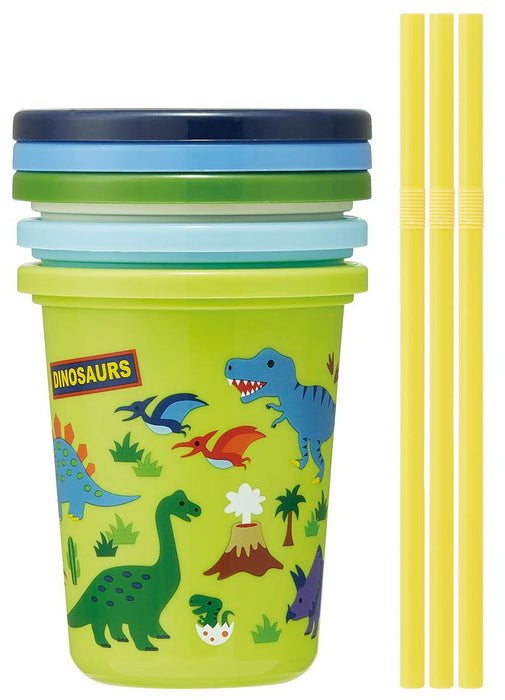 Skater Dinosaur 320ml Tumbler with Straw 3-Pc Set Made in Japan - Sih3St- Japan Figure Store - #1 Bring To You The Best Japanese Goods