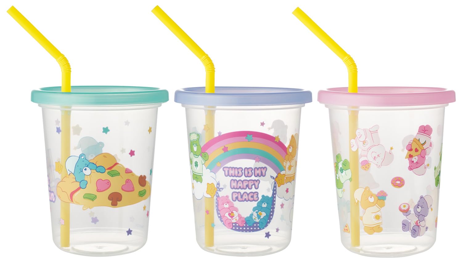 Skater Care Bears Tumbler Set With Straw 320ml Made in Japan Set of 3