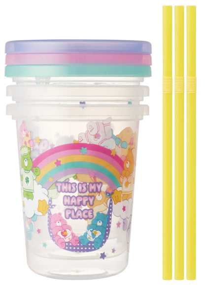 Skater Care Bears Tumbler Set With Straw 320ml Made in Japan Set of 3