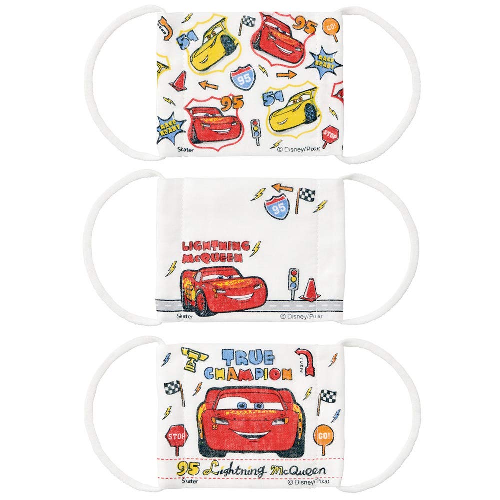 Skater Antibacterial Kids' Gauze Mask 12-Ply Cars Disney 12x9cm - 3 Pack Ages 3-10- Japan Figure Store - #1 Bring To You The Best Japanese Goods