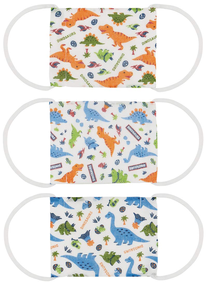 Skater Kids 3-10 Years Antibacterial Washable Gauze Mask Dinosaur 12x9cm Pack of 3- Japan Figure Store - #1 Bring To You The Best Japanese Goods
