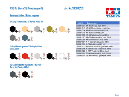 Tamiya 1/35 German Army Staff Car Simca 5 Plastic Model 35321- Japan Figure Store - #1 Bring To You The Best Japanese Goods
