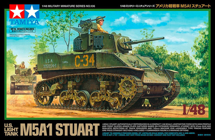 Tamiya 1/48 Military M5A1 Stuart Light Tank Model 32606