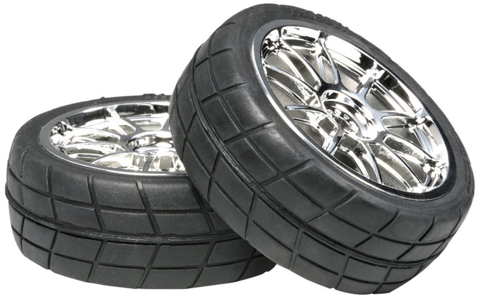 Tamiya Op Parts Chrome 10 Spoke Wheels with Pre-Glued Radial Tires 24mm- Japan Figure Store - #1 Bring To You The Best Japanese Goods