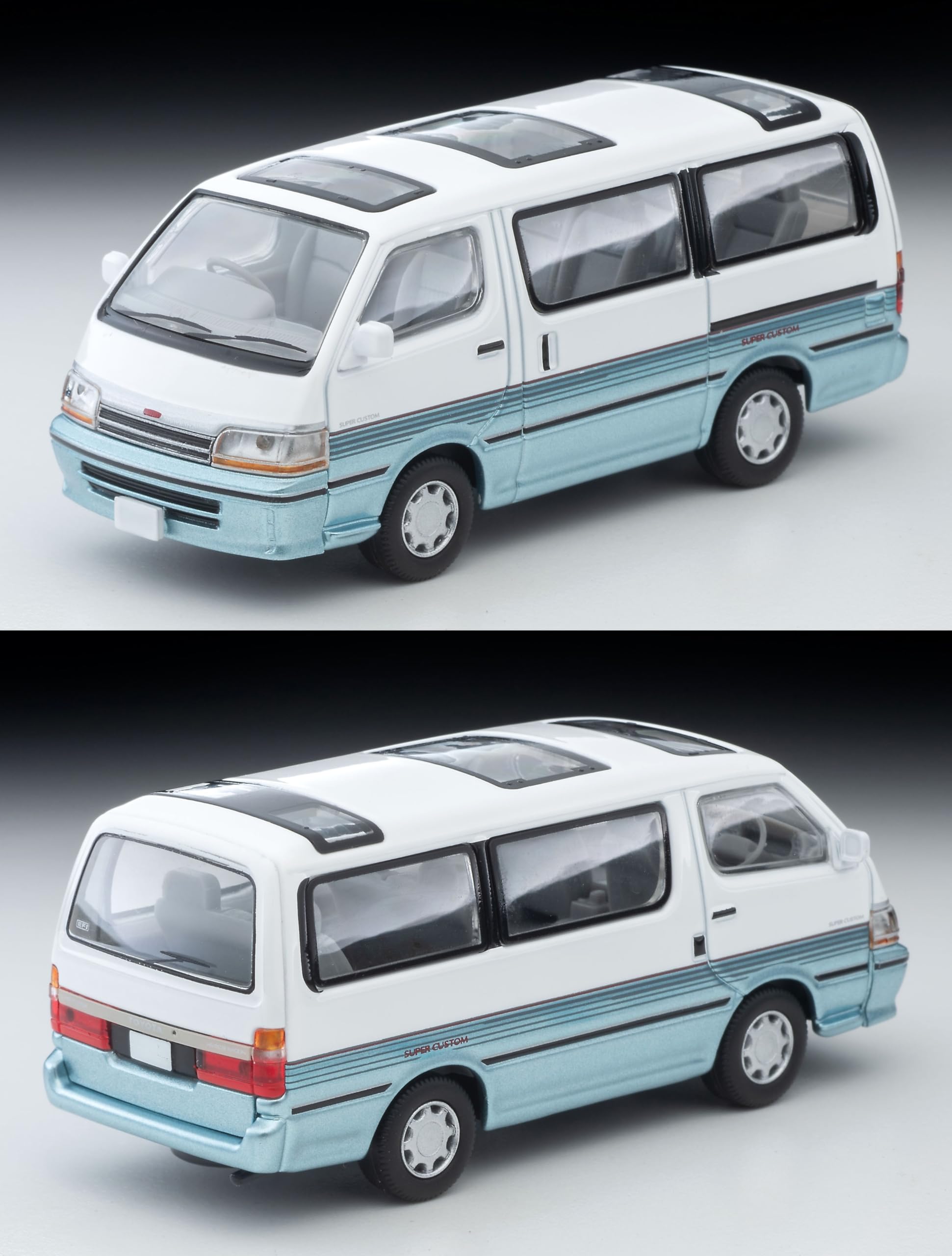 Tomytec 1/64 Toyota Hiace Wagon 1990 Model - White/Light Blue | Limited Vintage- Japan Figure Store - #1 Bring To You The Best Japanese Goods