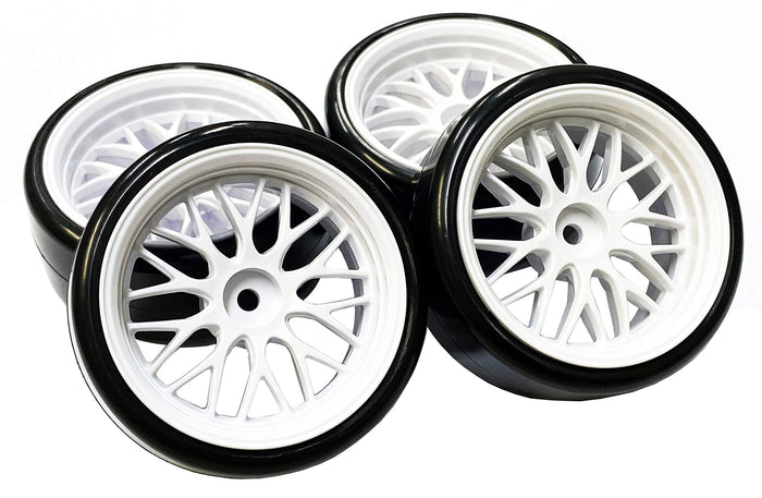 Tamiya Top Line Drift Tires with Pre-Fitted Gnosis Hs202 Wheels Offset 3 White- Japan Figure Store - #1 Bring To You The Best Japanese Goods
