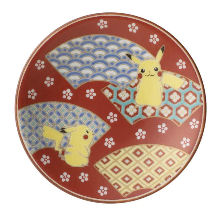 Pokemon Center Kutani Ware Small Dish Pikachu Brocade Folding Fan Komon Pattern- Japan Figure Store - #1 Bring To You The Best Japanese Goods