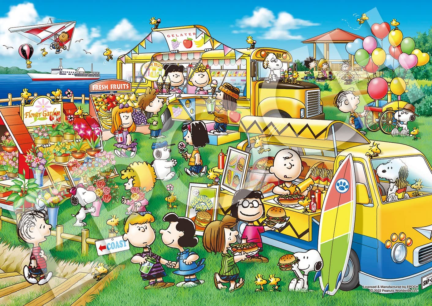 EPOCH 03-079 Jigsaw Puzzle Peanuts Snoopy Food Truck Shops 108 Pieces- Japan Figure Store - #1 Bring To You The Best Japanese Goods