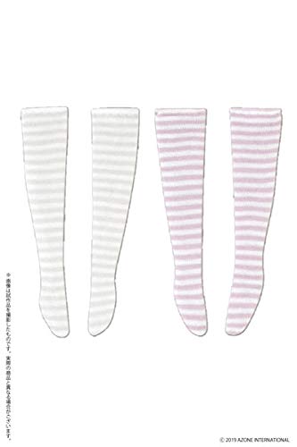 1/12 Border Knee High Socks B Set For Picconeemo White X Gray/White X Purple (For Doll)- Japan Figure Store - #1 Bring To You The Best Japanese Goods