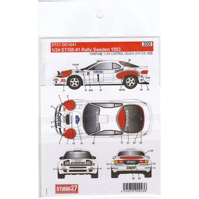 Studio27 1/24 Celica Gt-Four St185 #1 Rally Sweden 1993 Decal Scale Car Model Parts- Japan Figure Store - #1 Bring To You The Best Japanese Goods