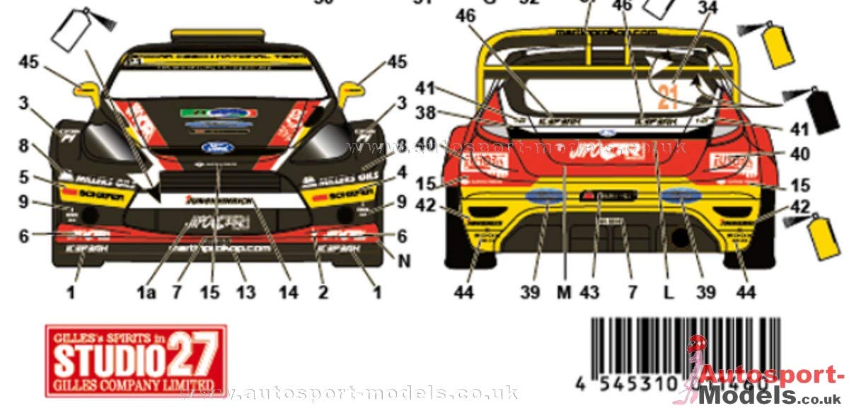 Studio27 Ford Fiesta Jipocar 21 Rally Mexico 2014 1/24 Japanese Model Scale Car Decal- Japan Figure Store - #1 Bring To You The Best Japanese Goods