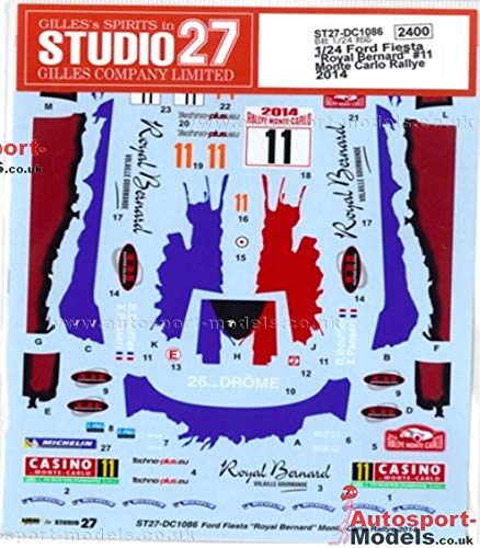 Studio27 St27-Dc1086 Ford Fiesta Royal Bernard 11 Monte Carlo 2014 Decals For Belkits 1/24 Car Decal- Japan Figure Store - #1 Bring To You The Best Japanese Goods