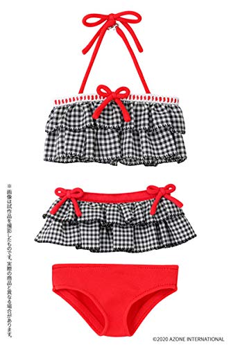 1/3 Scale 45 Gingham Check Frill Bikini Set Black Check X Red Ribbon (For Doll)- Japan Figure Store - #1 Bring To You The Best Japanese Goods