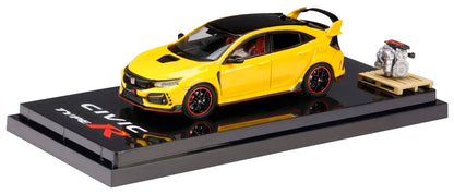 1/64 Honda Civic Type R FK8 2020 Ltd Ed Sunlight Yellow II w/Engine Hobby Japan- Japan Figure Store - #1 Bring To You The Best Japanese Goods