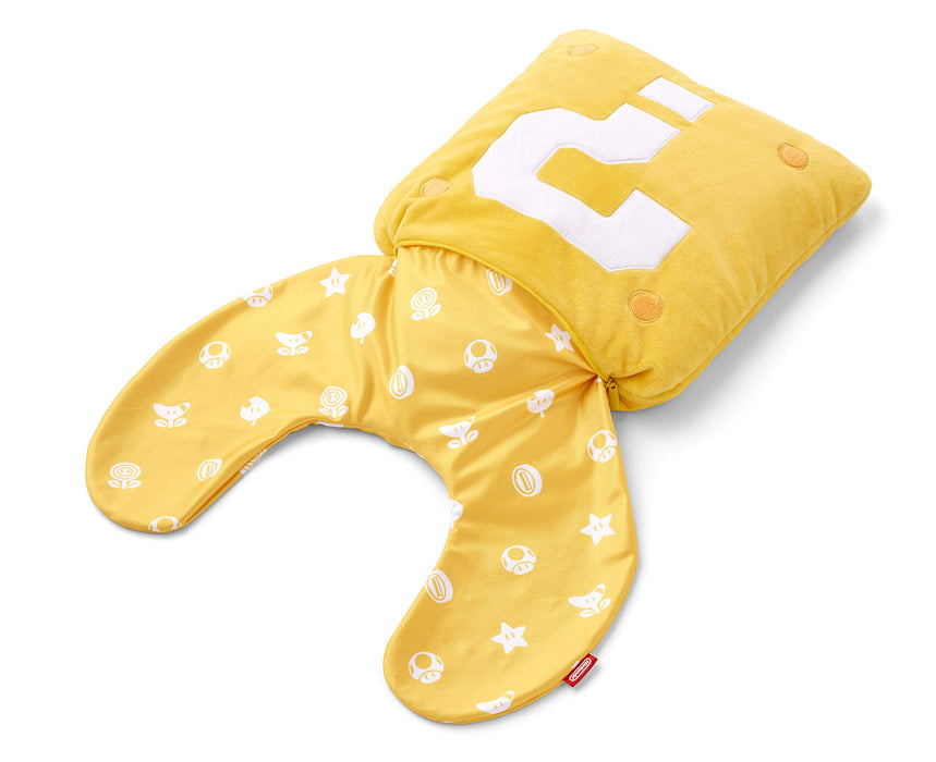 NINTENDO Super Mario Travel Reversible Neck Pillow Question Block- Japan Figure Store - #1 Bring To You The Best Japanese Goods