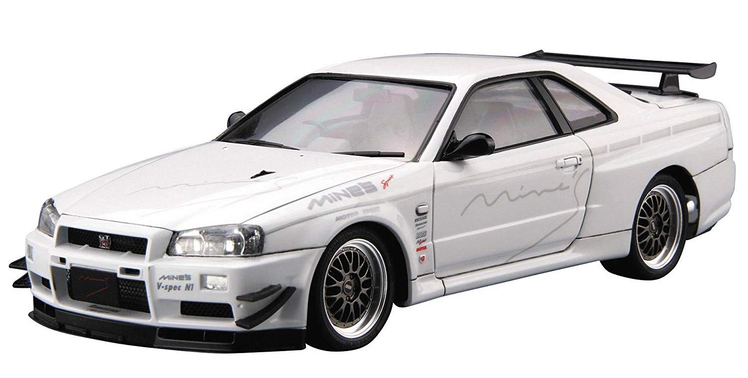 Aoshima Bunka Kyozai 1/24 The Tuned Car Series No.34 Nissan Mines Bnr34 Skyline Gt-R 2002 Plastic Model- Japan Figure Store - #1 Bring To You The Best Japanese Goods