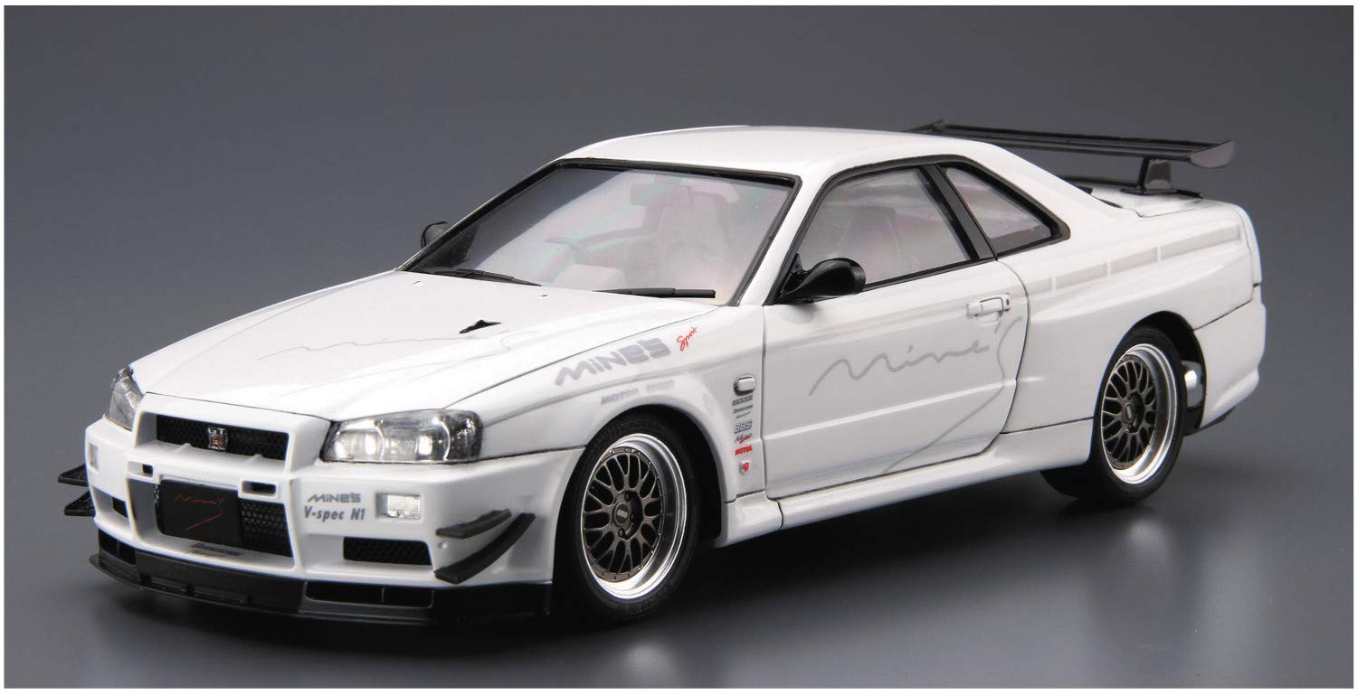 Aoshima Bunka Kyozai 1/24 The Tuned Car Series No.34 Nissan Mines Bnr34 Skyline Gt-R 2002 Plastic Model- Japan Figure Store - #1 Bring To You The Best Japanese Goods