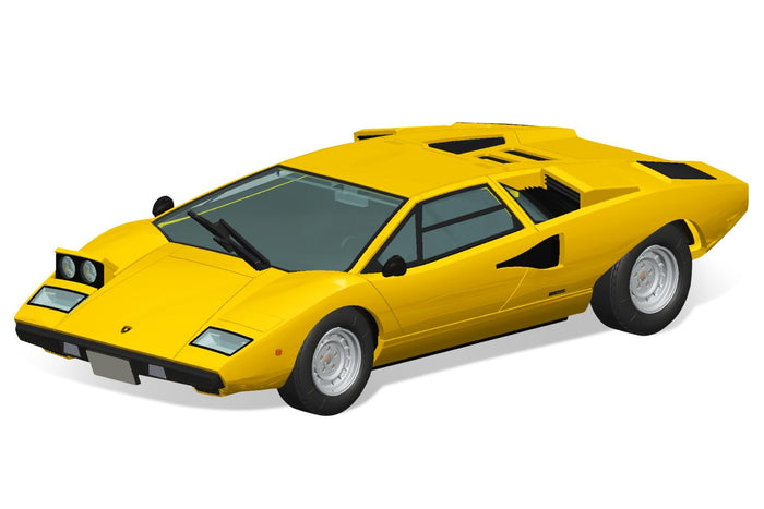 Aoshima 1/32 Lamborghini Countach Lp400 Yellow Plastic Model Kit 20-B Japan- Japan Figure Store - #1 Bring To You The Best Japanese Goods