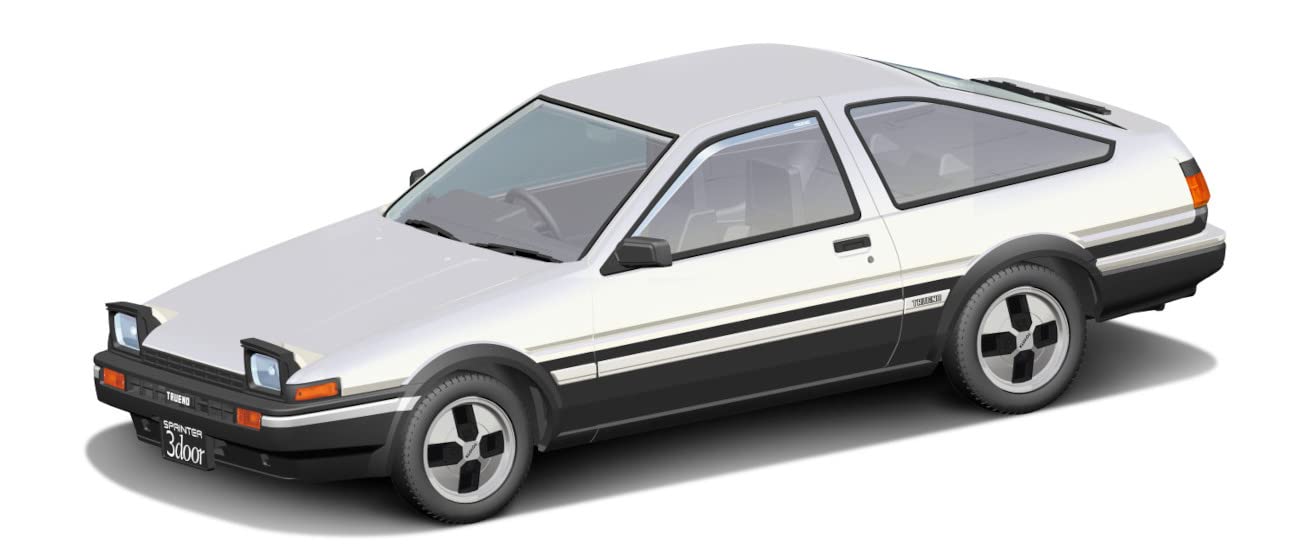 AOSHIMA The Snap Kit 1/32 Toyota Sprinter Trueno Hitech Two-Tone B/W Plastic Model- Japan Figure Store - #1 Bring To You The Best Japanese Goods