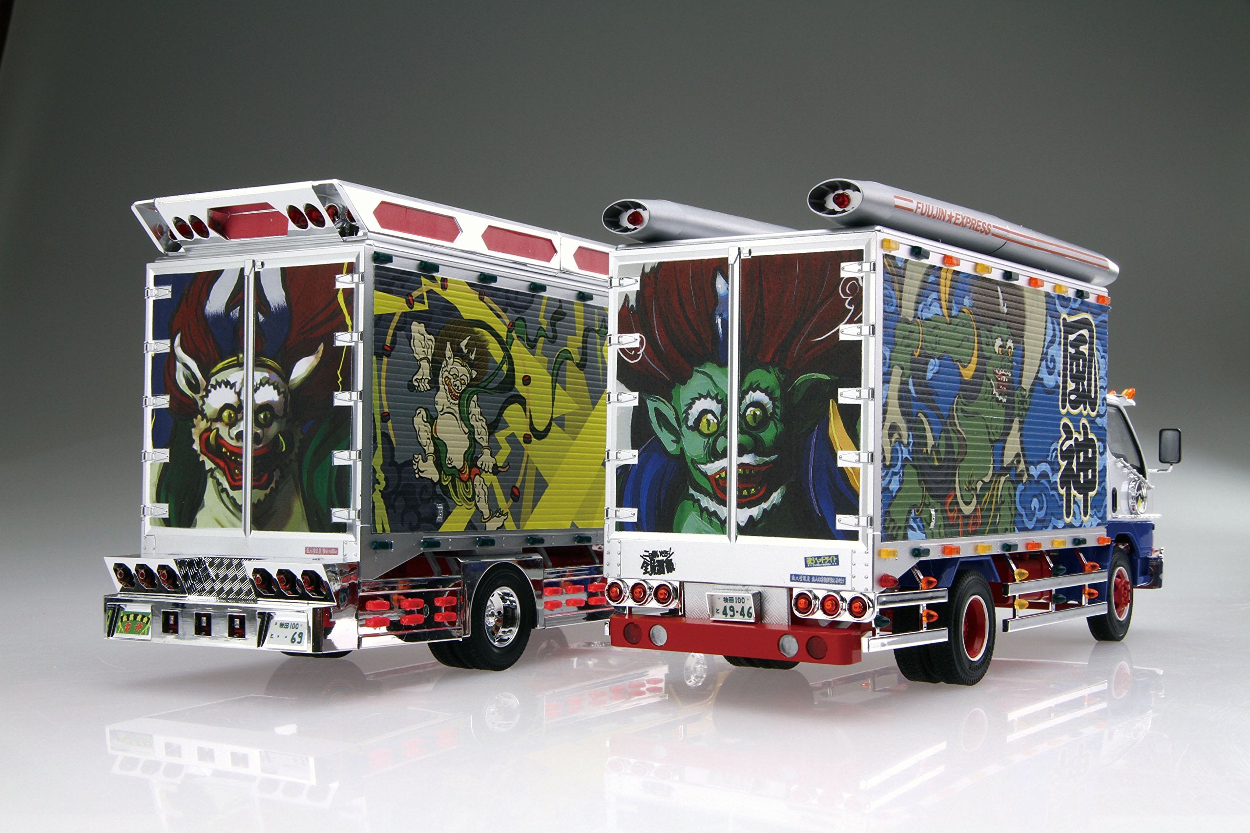 AOSHIMA - 09680 Japanese Decoration Truck Fujin & Raijin 1/32 Scale Kit- Japan Figure Store - #1 Bring To You The Best Japanese Goods