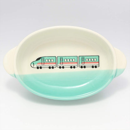 Banko Ware Banko-Yaki Oval Dish For Kids Bullet Train Emerald- Japan Figure Store - #1 Bring To You The Best Japanese Goods