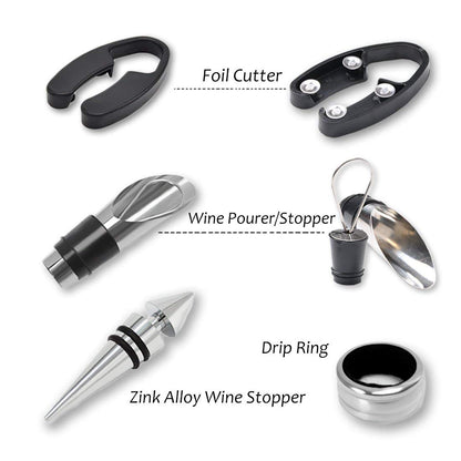 Kato Black Wine Accessories Set - Bottle Opener Corkscrew Drip Ring Foil Cutter Pourer- Japan Figure Store - #1 Bring To You The Best Japanese Goods