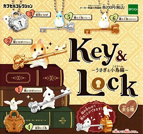 Epoch Key & Lock Rabbit Gashapon 6set Mascot Capsule Toys Figures Complete Set - Japan Figure