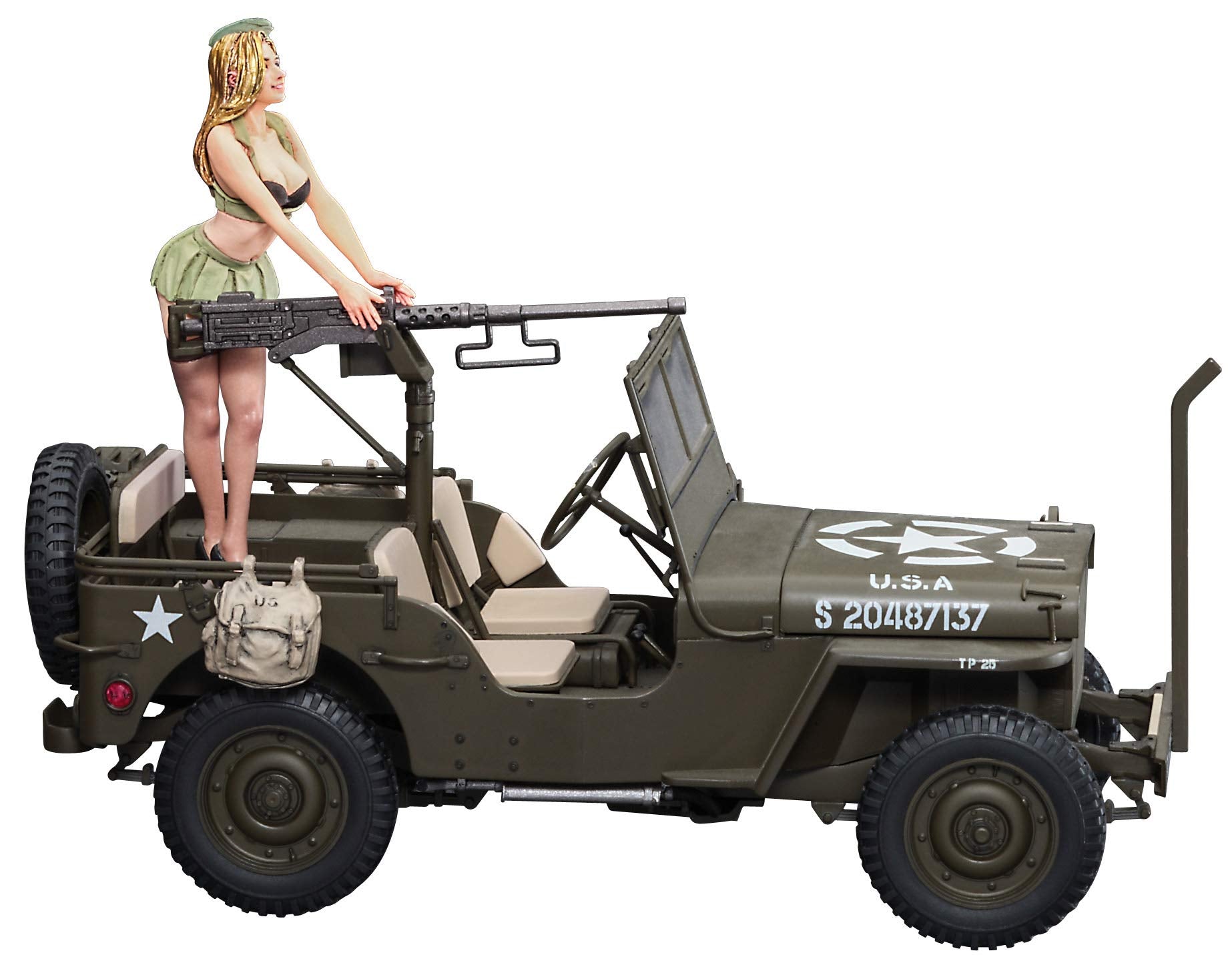 HASEGAWA Sp483 1/24 1/4 Ton 4X4 Truck Equipped With 50 Caliber M2 Machine Gun Blonde Girls Figure Plastic Model- Japan Figure Store - #1 Bring To You The Best Japanese Goods
