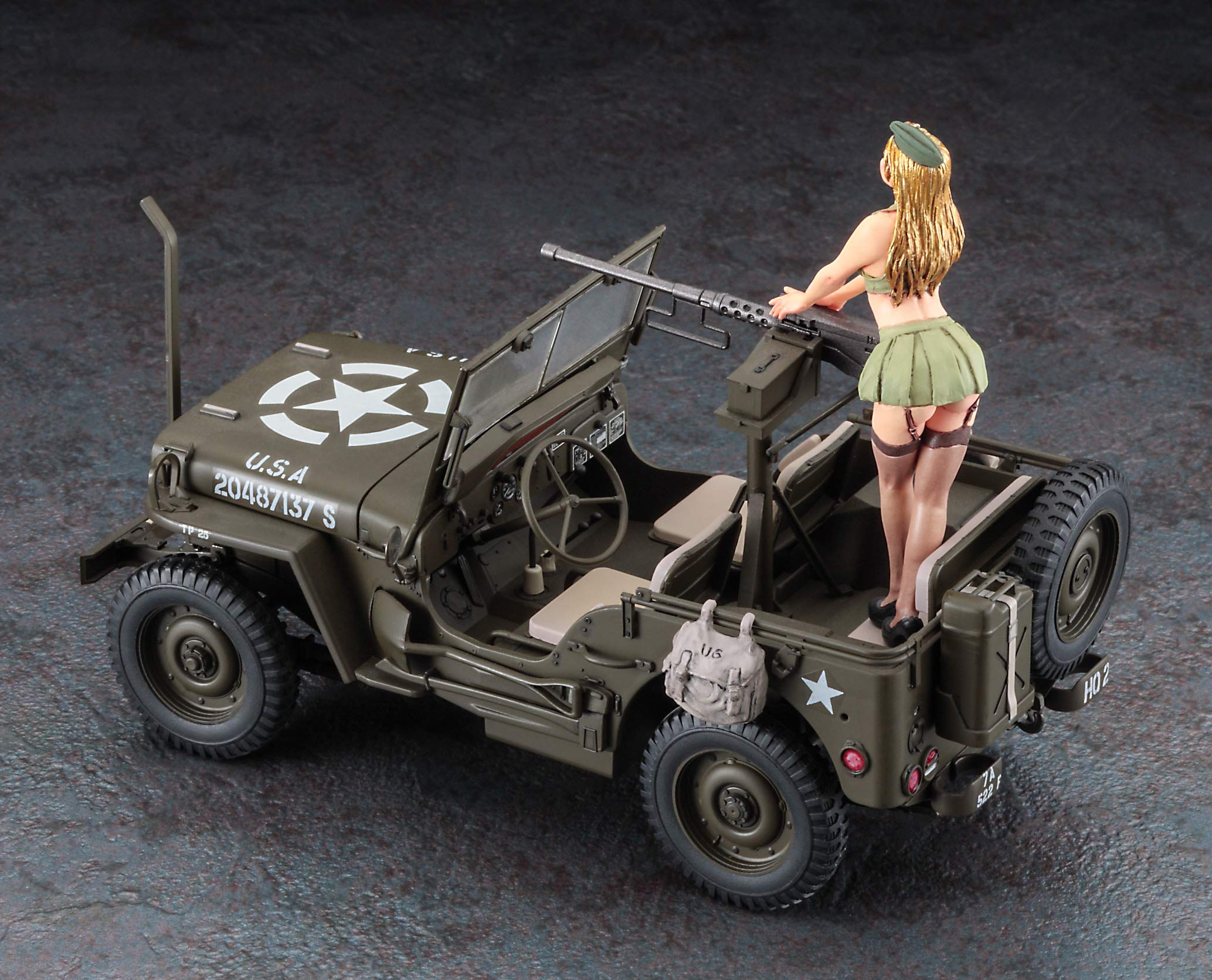 HASEGAWA Sp483 1/24 1/4 Ton 4X4 Truck Equipped With 50 Caliber M2 Machine Gun Blonde Girls Figure Plastic Model- Japan Figure Store - #1 Bring To You The Best Japanese Goods