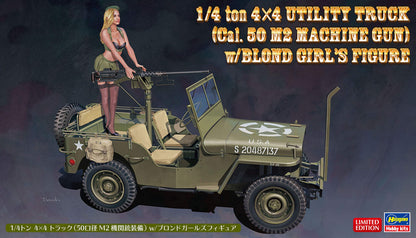 HASEGAWA Sp483 1/24 1/4 Ton 4X4 Truck Equipped With 50 Caliber M2 Machine Gun Blonde Girls Figure Plastic Model- Japan Figure Store - #1 Bring To You The Best Japanese Goods
