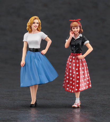 Hasegawa Figure Collection Series: Set of 2 50s American Girls 1/24 Plastic Model- Japan Figure Store - #1 Bring To You The Best Japanese Goods