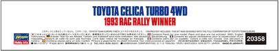 HASEGAWA 20358 Toyota Celica Turbo 4Wd '1993 Rac Rally Winner' 1/24 Scale Kit- Japan Figure Store - #1 Bring To You The Best Japanese Goods