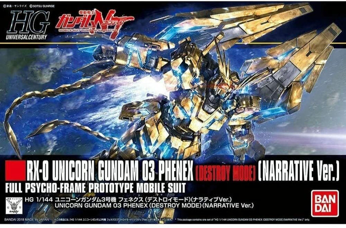 BANDAI Hguc 213 Unicorn Gundam 03 Phenex Destroy Mode Narrative Ver. 1/144 Kit- Japan Figure Store - #1 Bring To You The Best Japanese Goods