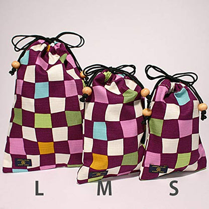 Jhands High Collar Kinchaku Japan Ichimatsu Purple M- Japan Figure Store - #1 Bring To You The Best Japanese Goods