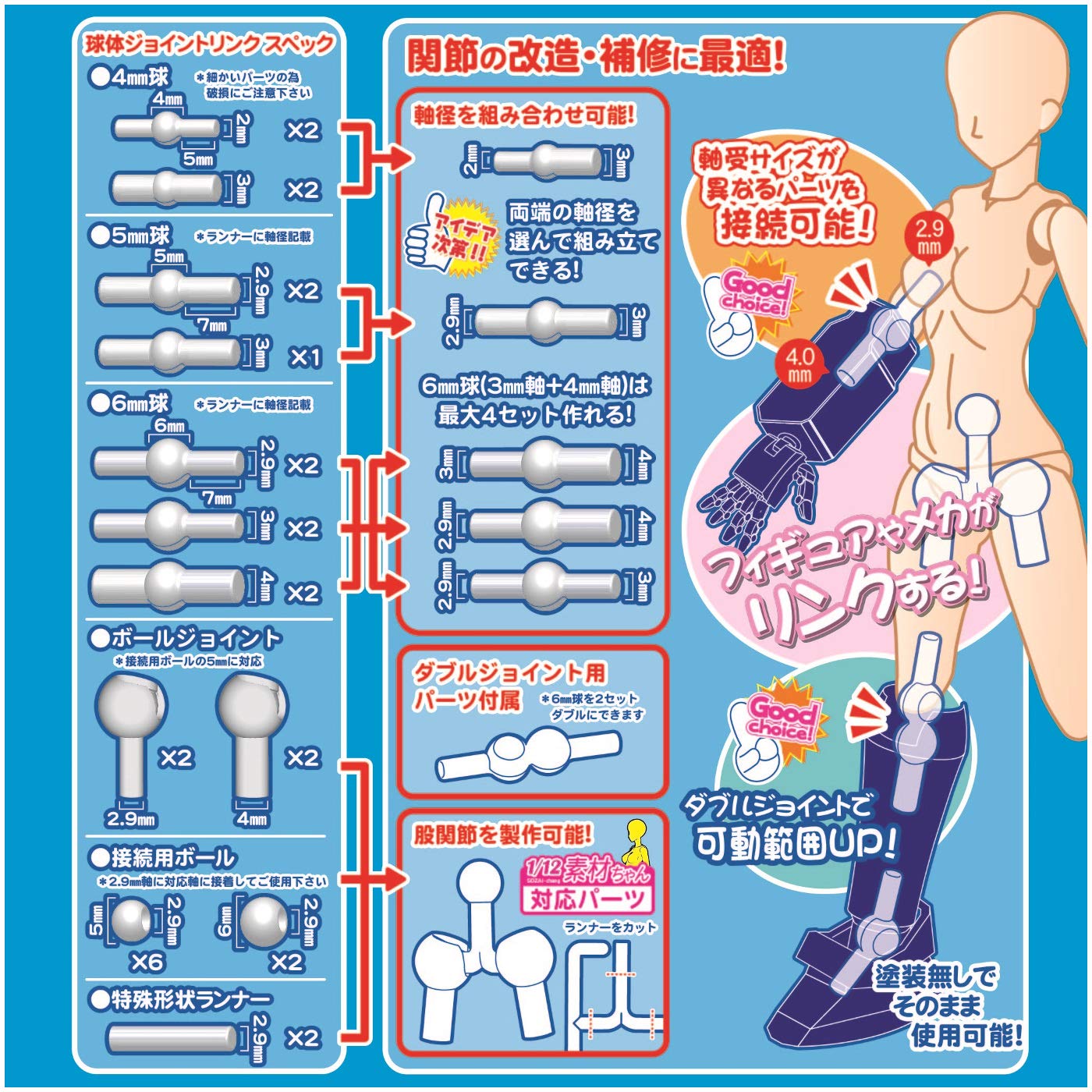 HOBBY BASE Premium Parts Collection Ball Joint Link G, Gray Ppc-Tn23- Japan Figure Store - #1 Bring To You The Best Japanese Goods